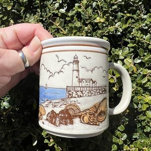 Vintage Action Japan Nautical Coffee Mug Cup Lighthouse Coastal Design Nautical